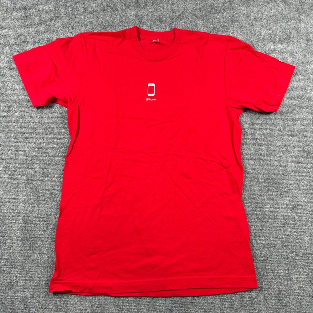 Apple iPhone T Shirt Mens Medium Red Short Sleeve Graphic Promo Tech Tee